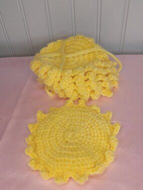6 Hand Crochet Sun Coasters